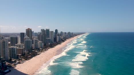 aerial view of skyline and beach at surfers paradise, gold coast, australia