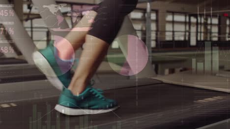 animación del procesamiento de datos financieros sobre la persona que corre