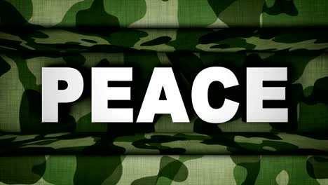 texto de paz y animación de puerta militar, renderización, fondo, bucle