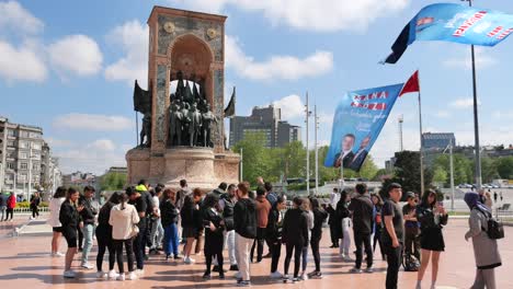 people gathering at a monument in istanbul