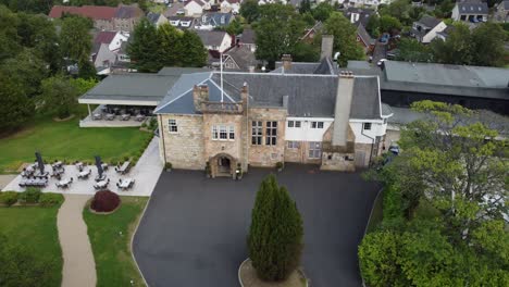 fly downwards over dalmeny park, a luxurious scottish country mansion