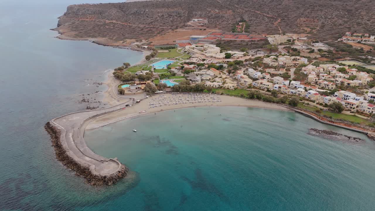 Aerial View of a Beautiful Beach Resort in Crete, Greece