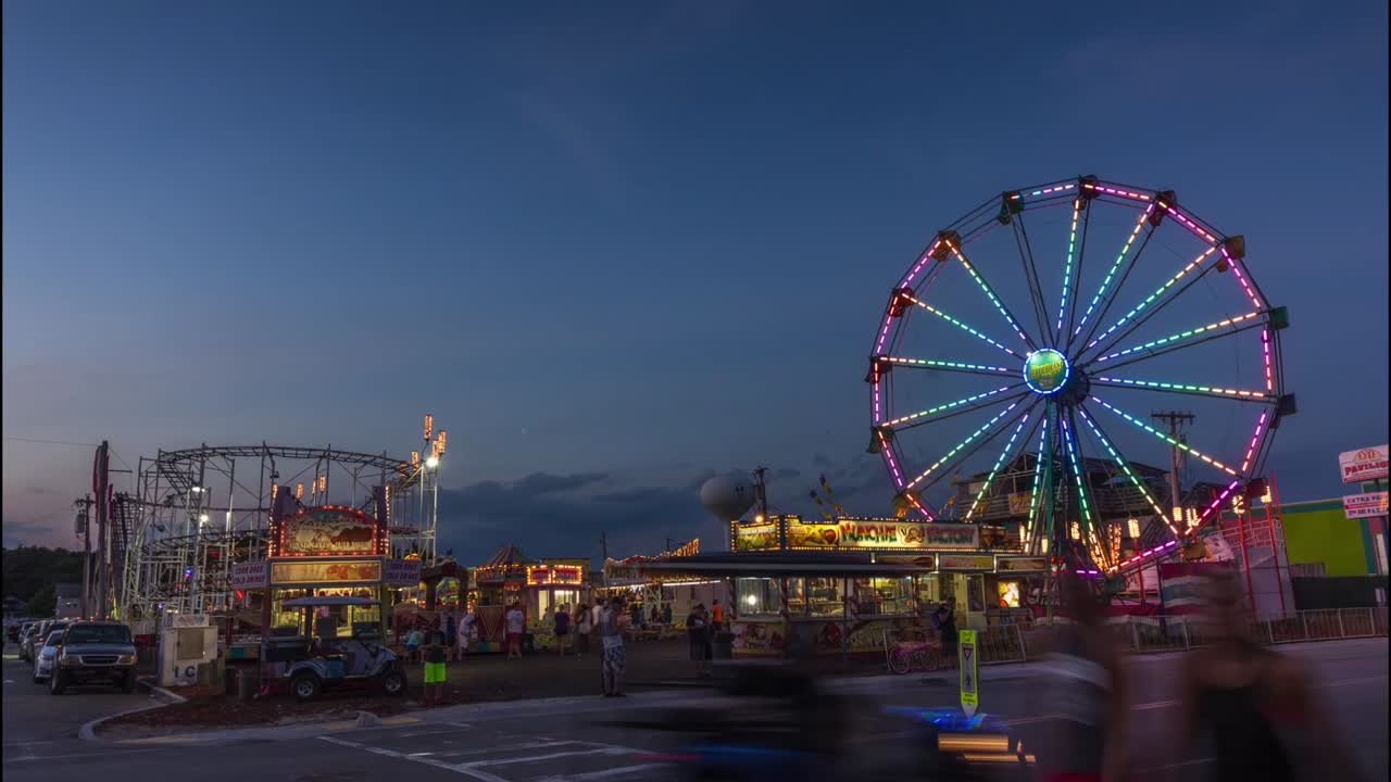 Blue hour time lapse of carnival in North Myrtle Beach SC