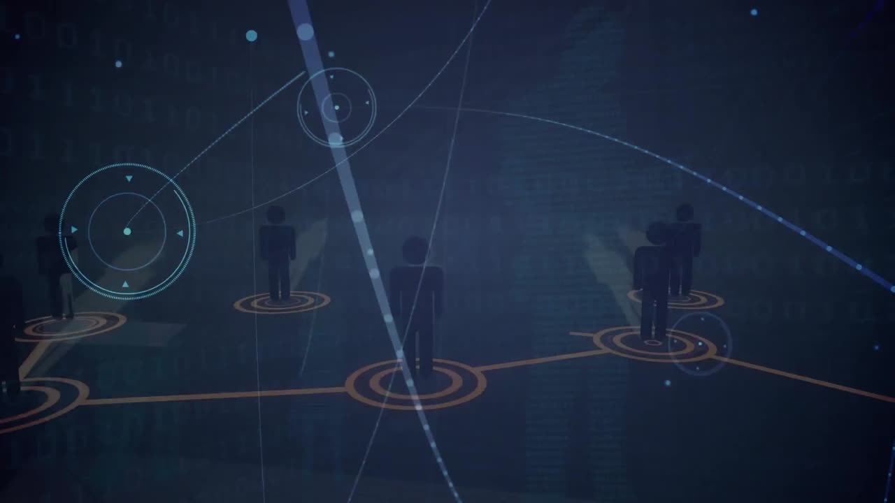 연결 네트워크를 통해 사람 아이콘의 애니메이션