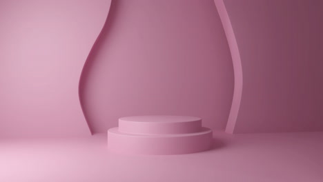 animación de corredor rosado con puertas y espacio de copia en fondo rosado