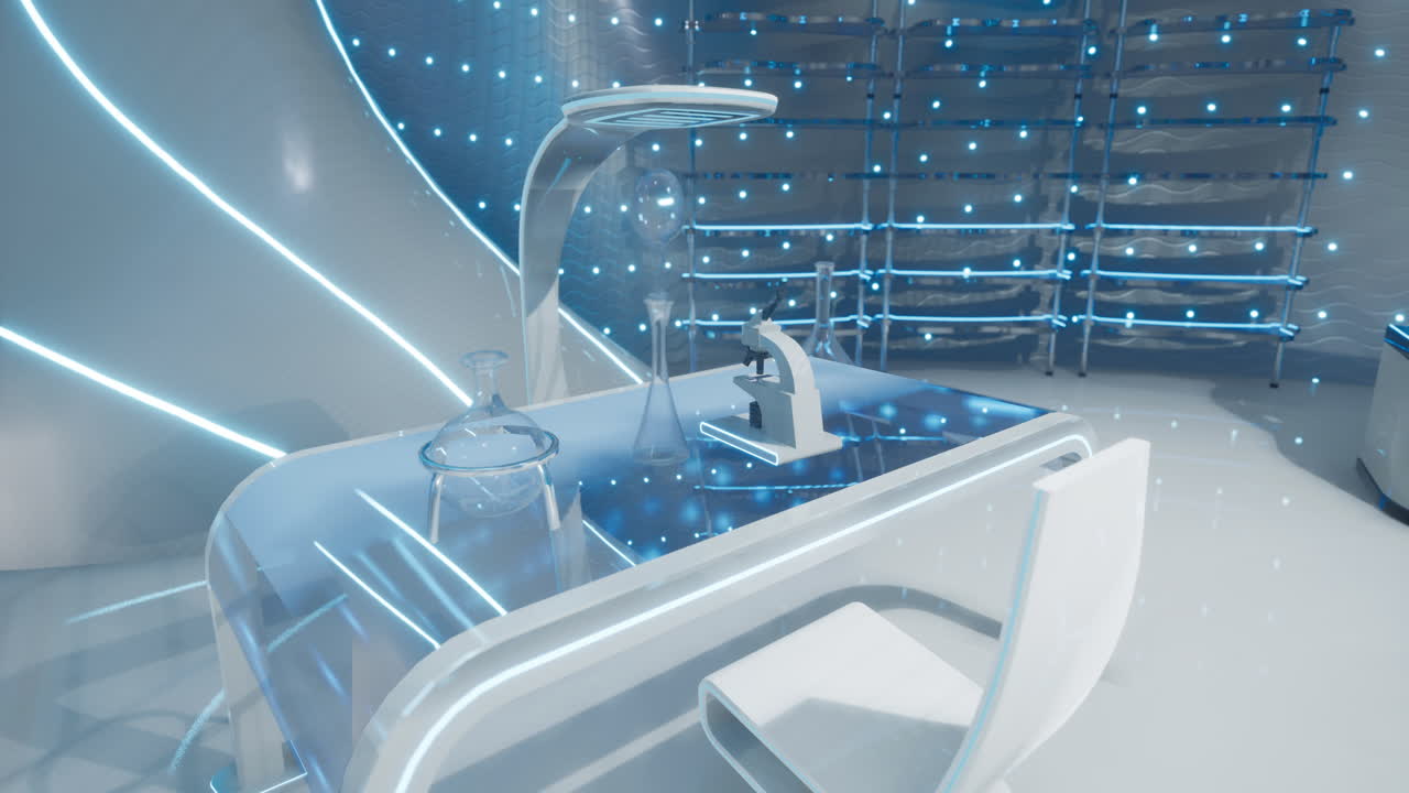 Futuristic laboratory design with advanced technology and glowing elements
