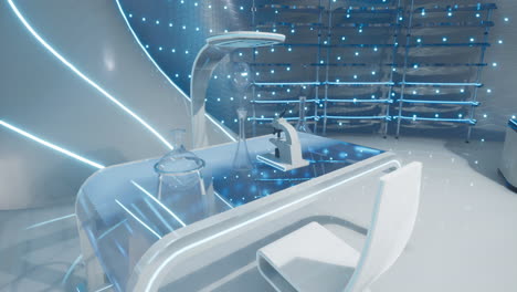 futuristic laboratory design with advanced technology and glowing elements