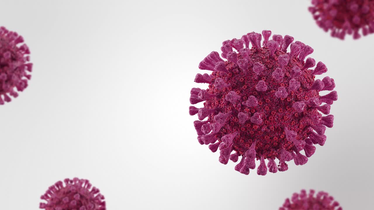 Coronavirus parassita rosso su sfondo bianco