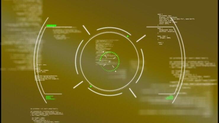 Animation of circles over computer programming language against abstract background