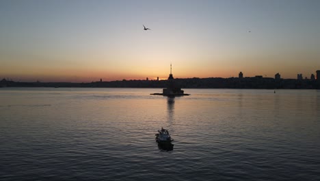 sunset on the maiden’s tower uskudar istanbul turkey