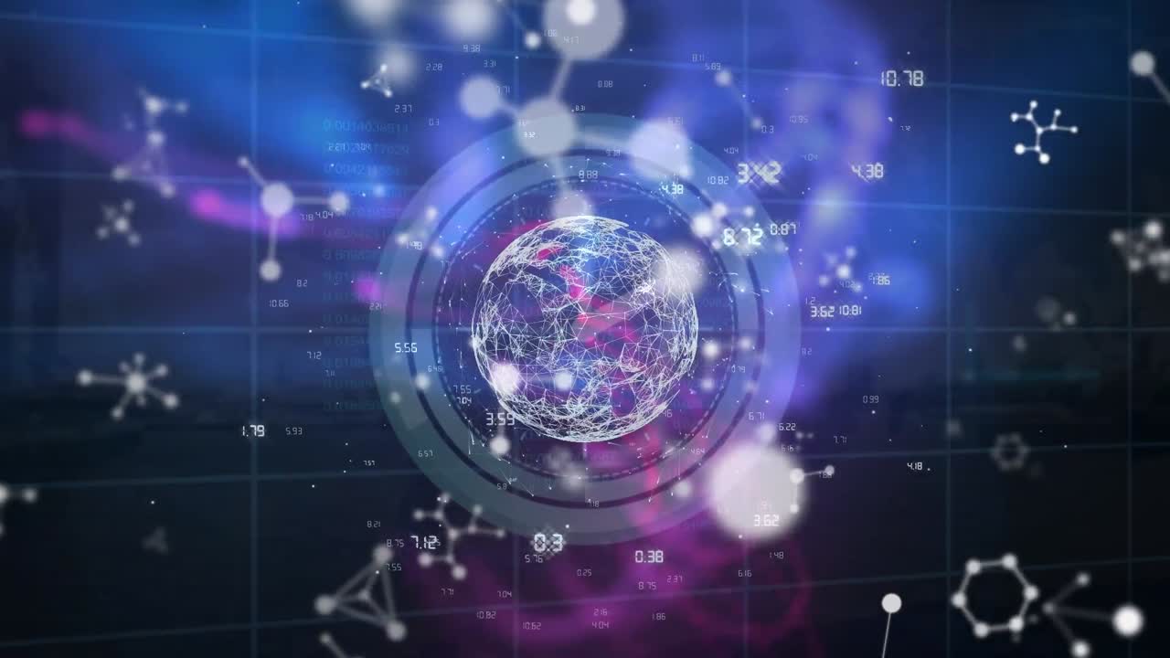 animación del procesamiento de datos sobre el reloj y las formas