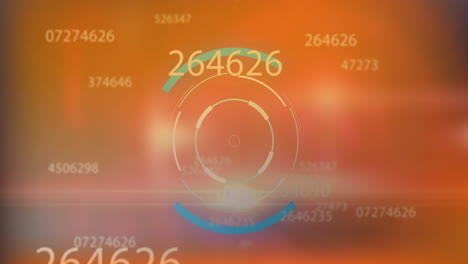 Animation-of-scope-scanning-with-data-processing-on-orange-background