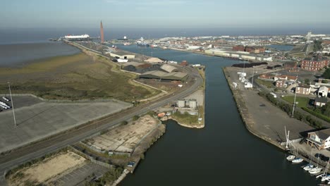 grimsby docks vista aérea de la costa industrial del reino unido