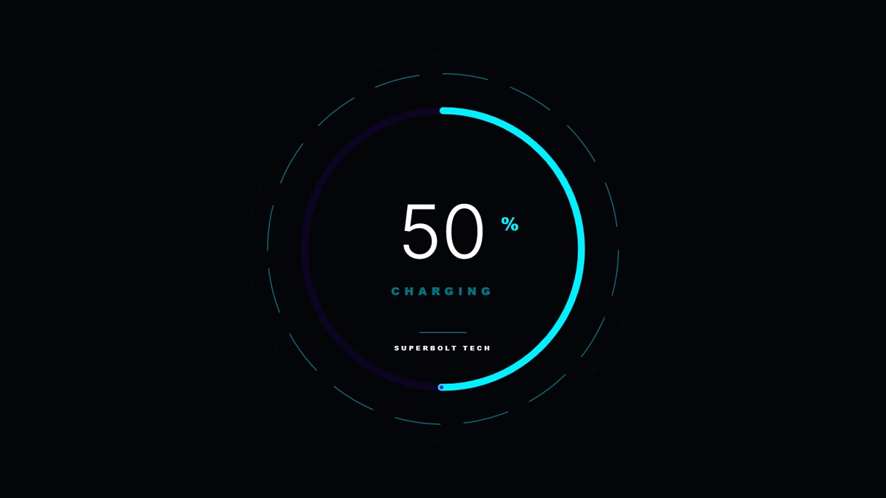 Digital Charging Progress Bar Animation on Dark Background