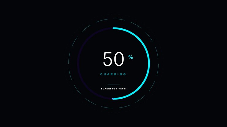 Digital Charging Progress Bar Animation on Dark Background