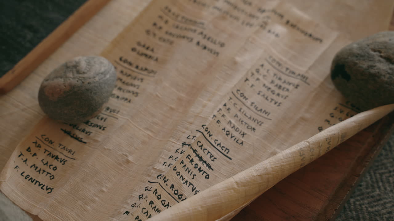 Ancient Papyrus Scrolls and Stones