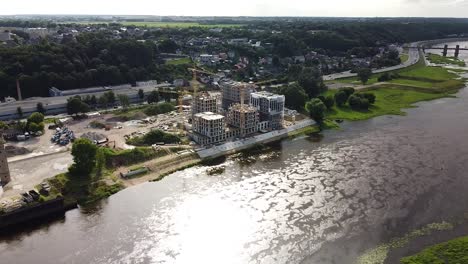 nemunaiciai apartment building complex in kaunas city, aerial drone view