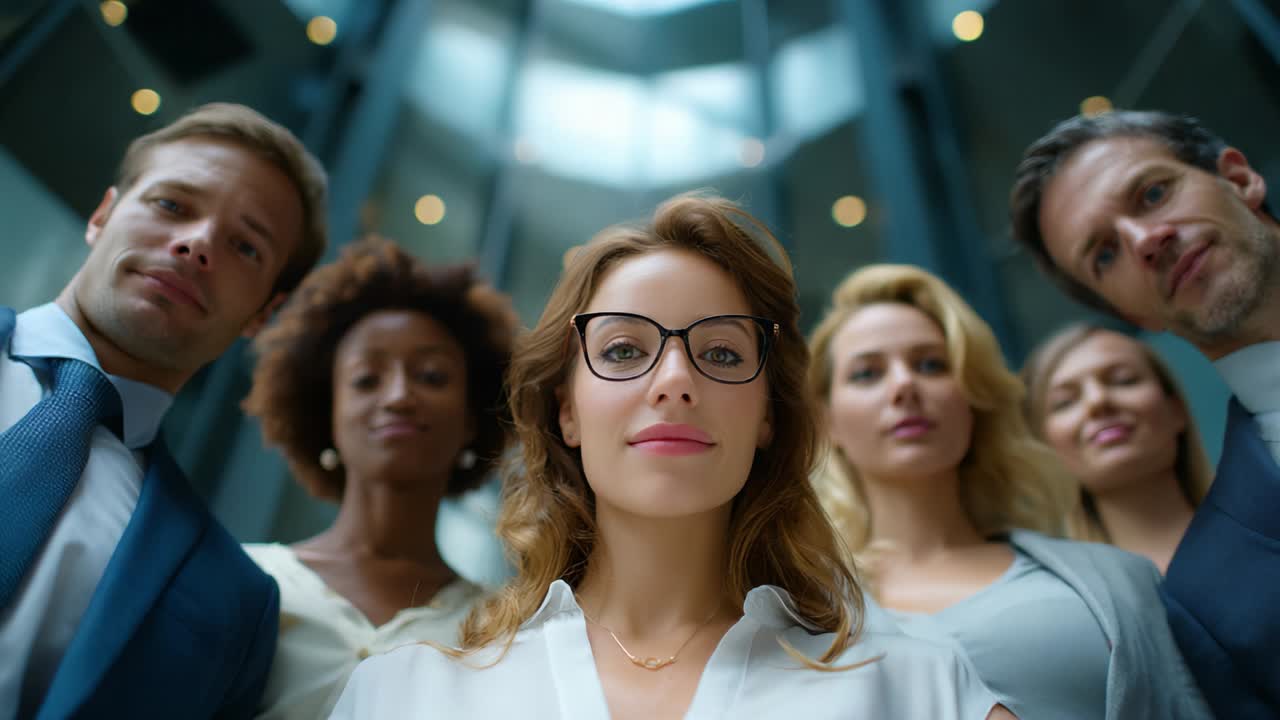 Diverse Business Team Looking Down