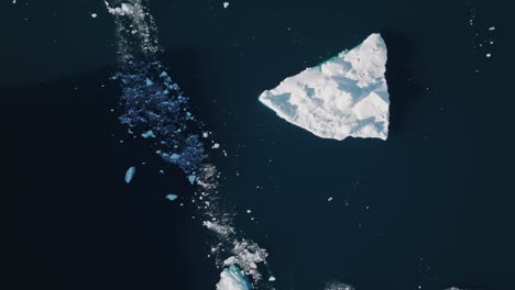 drone over sea and ice of ilulissat icefjord