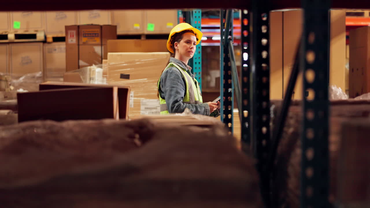 Warehouse worker taking inventory