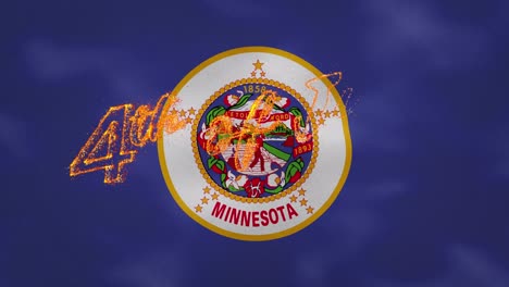 minnesota flag background for 4th of july fire lettering, loop