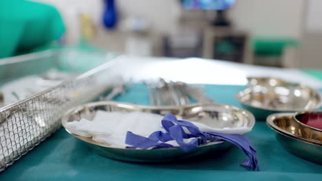 surgery tools, equipment and metal on table