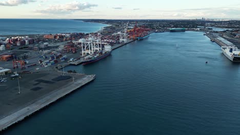 big ships in australian port fremantle in perth city