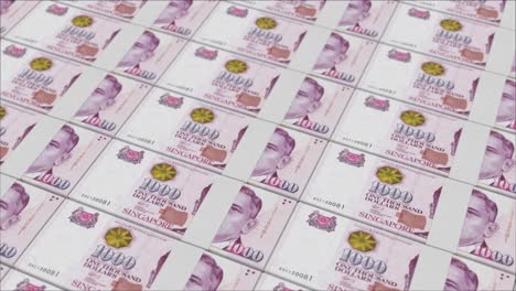 1000 singapore dollar banknotes printed by a money press