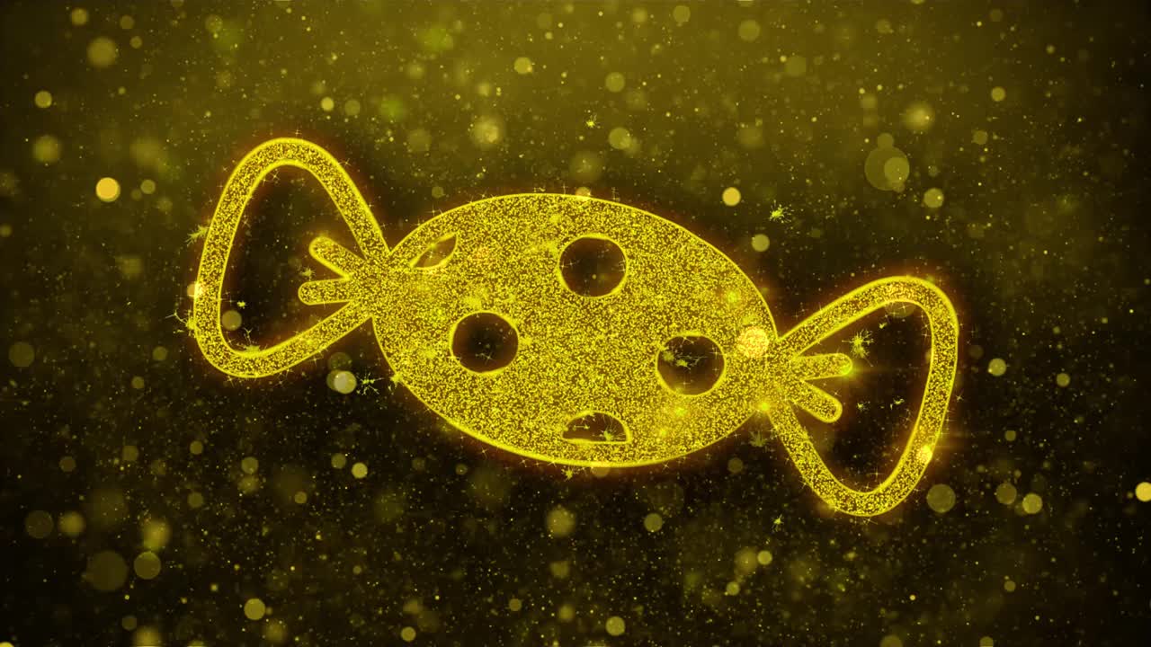 Candy icon golden glitter glowing lights shine particles object shape web design element symbol 4k