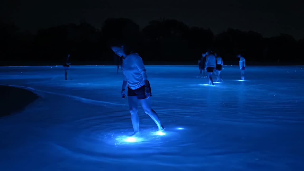 Bioluminescent Beach at Night
