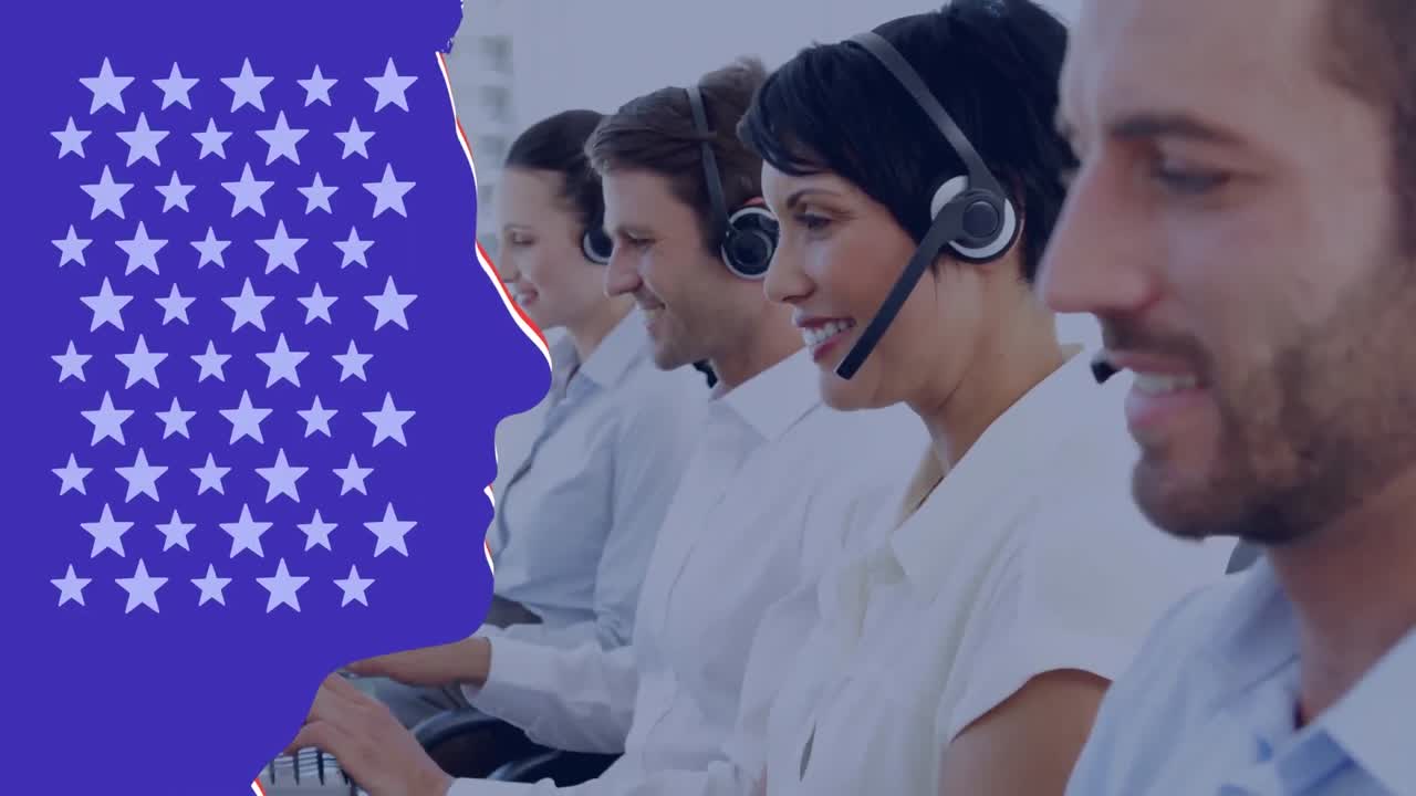 animación del texto del día de los presidentes sobre diversas personas de negocios que usan computadora