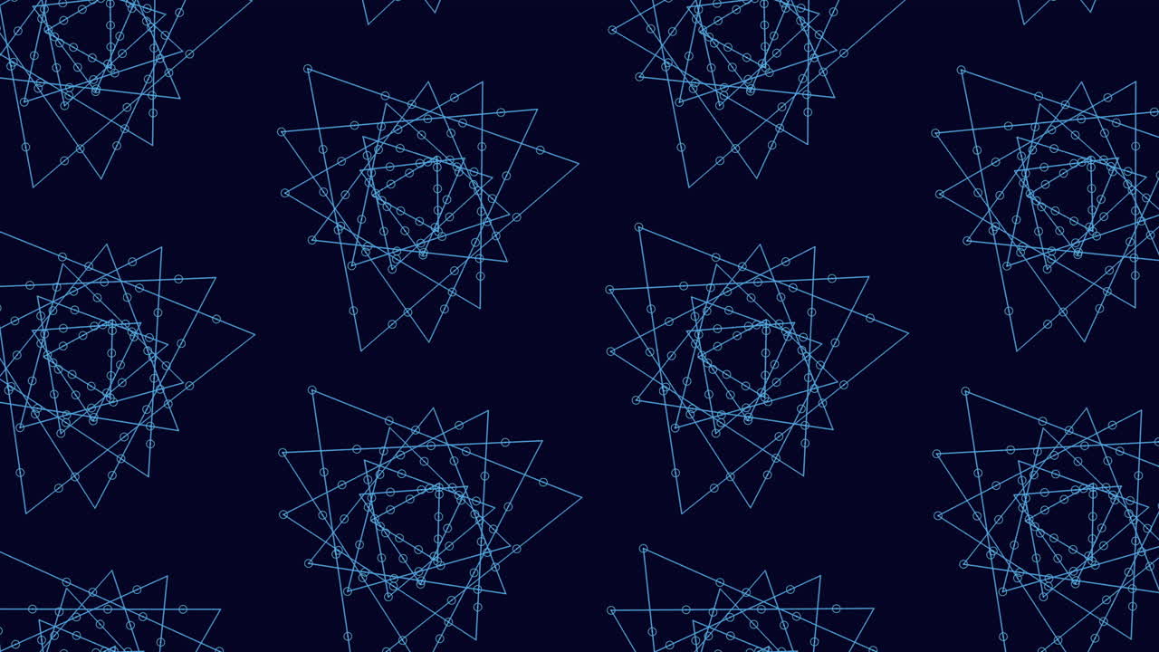 파란색과 검은색의 선과 모양의 기하학적 패턴