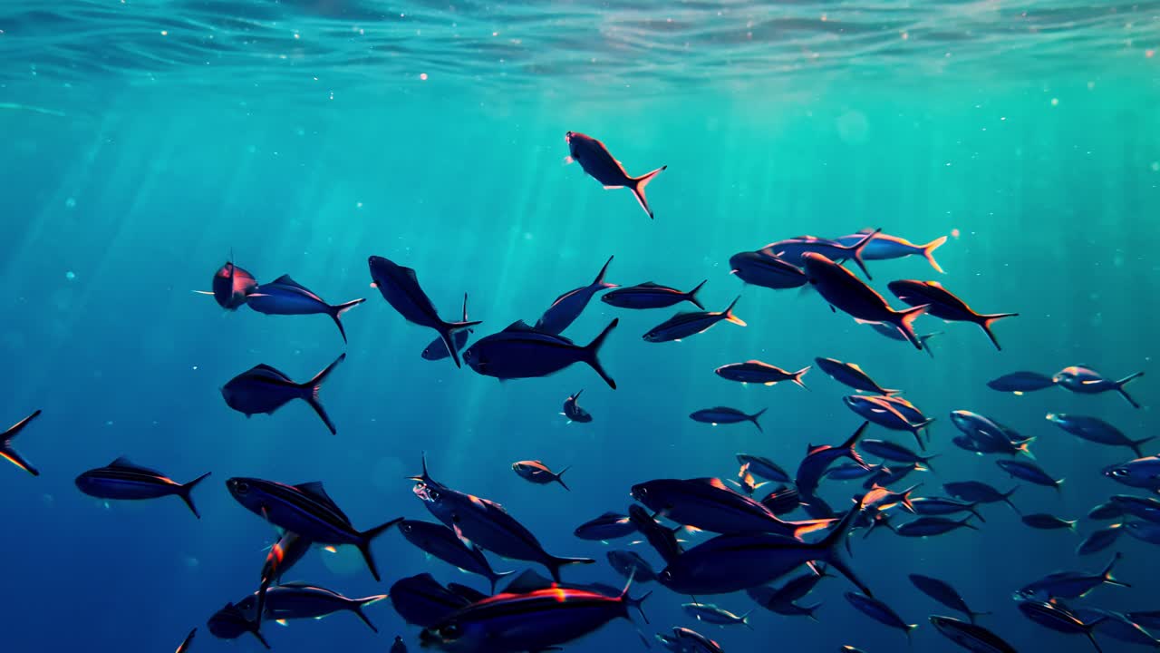 Small tuna fish swimming in shallow tropical waters