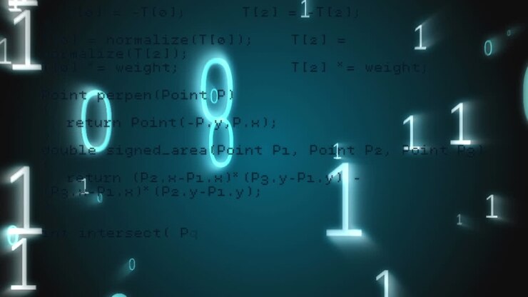 Animazione di elaborazione dati su computazione di codifica binaria