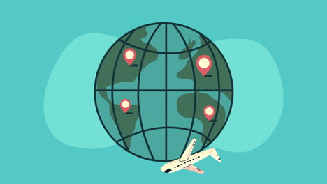 bon voyage animation with airplane around the world