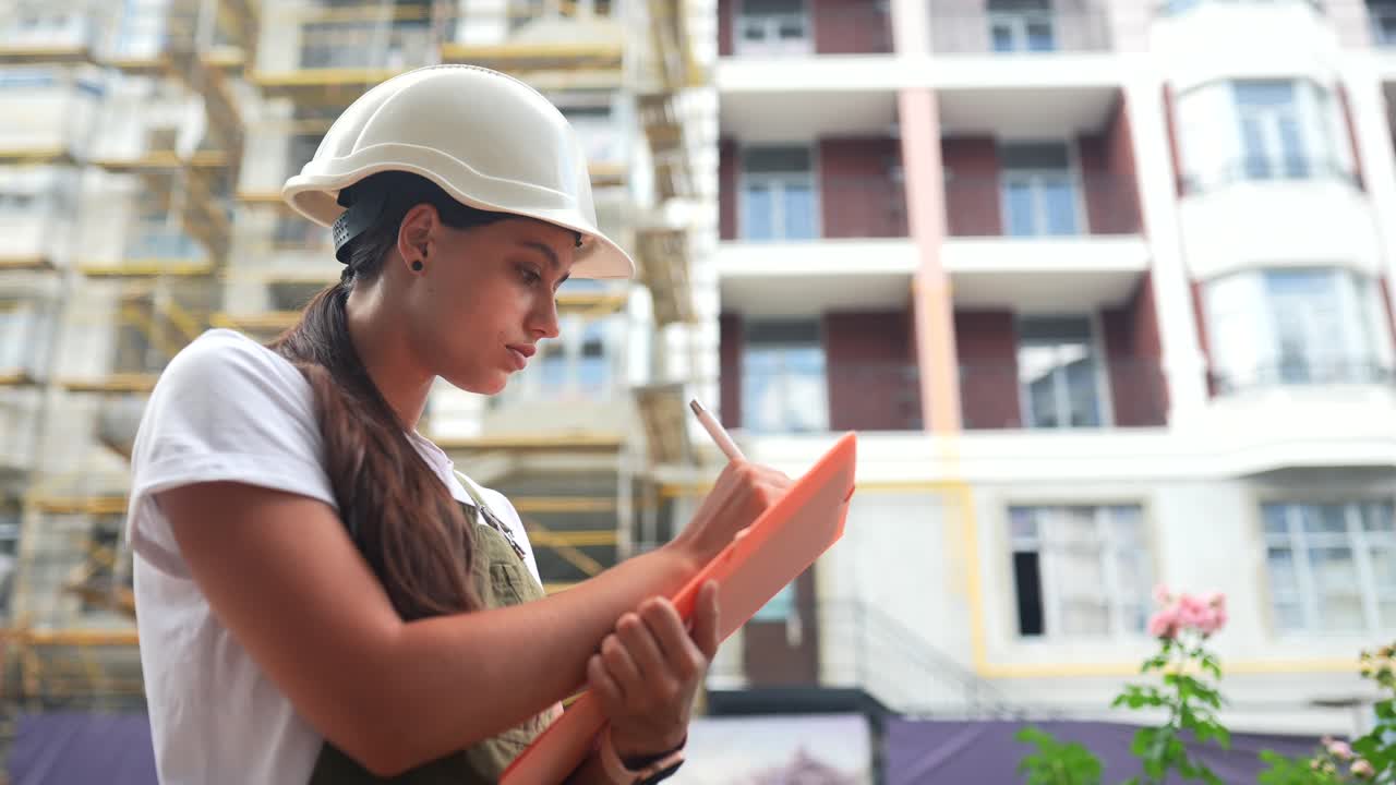 Female Engineer Inspecting Construction Site