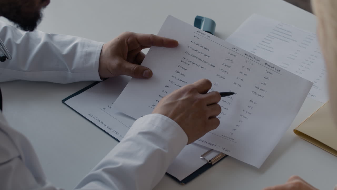 Doctor reviewing a medical report