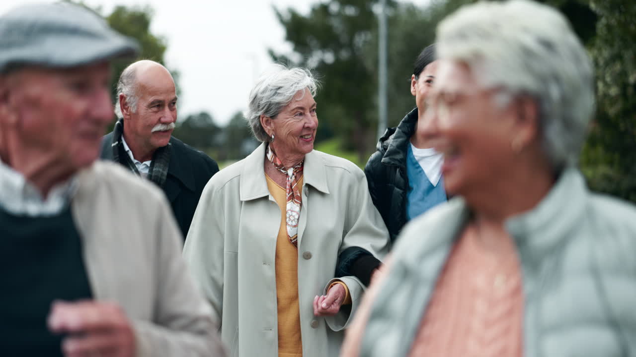 Elderly People Walking Together