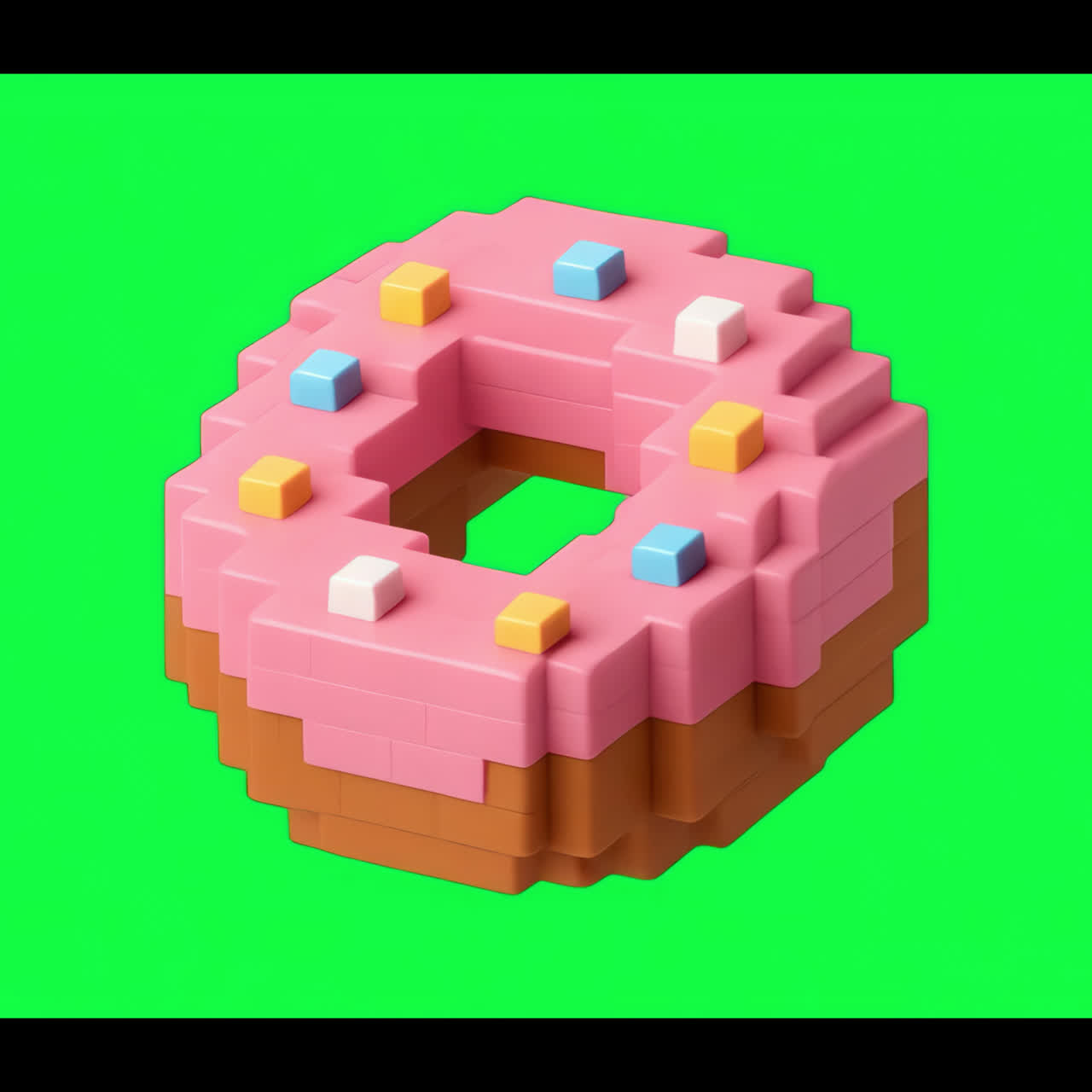 Pixelated donut with sprinkles animation isolated asset, transparent 4K ...