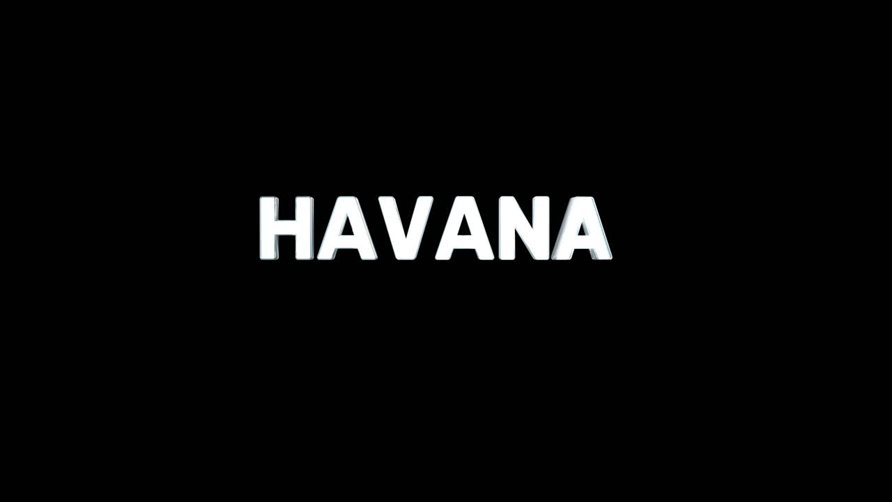 un texto 3d plateado de alta calidad y suave de la ciudad capital "havana"