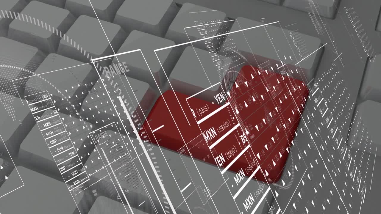Animation of data processing over keyboard