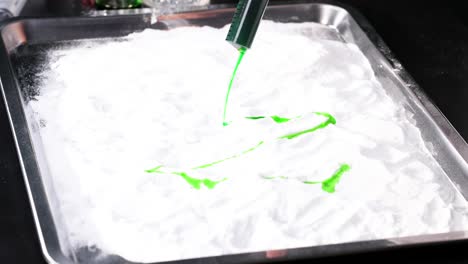 colorful reaction with baking soda and vinegar