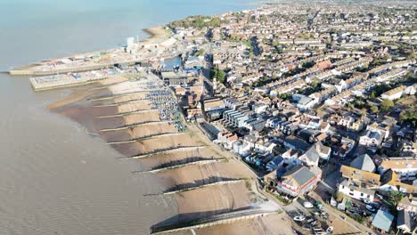 Whitstable-Küstenstadt-Kent-Großbritannien-Hochwinkeldrohne,-Luftaufnahme