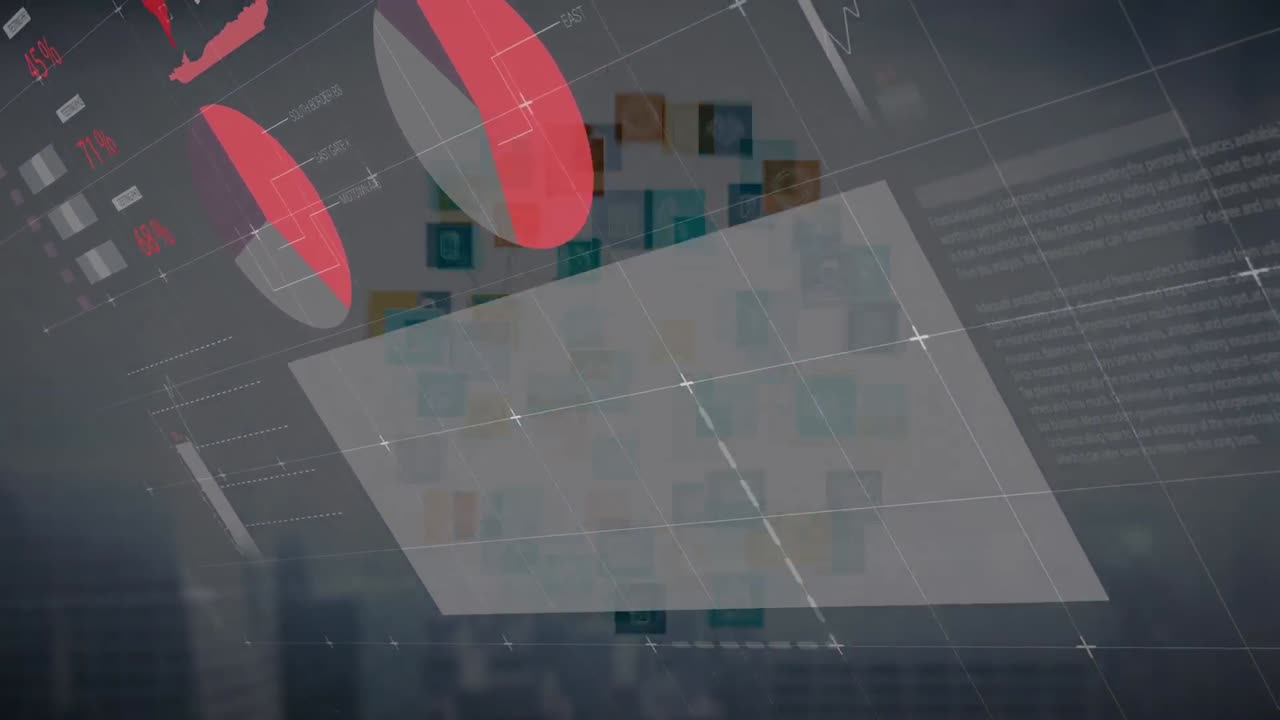 기술 아이콘과의 연결을 통해 재무 데이터의 애니메이션