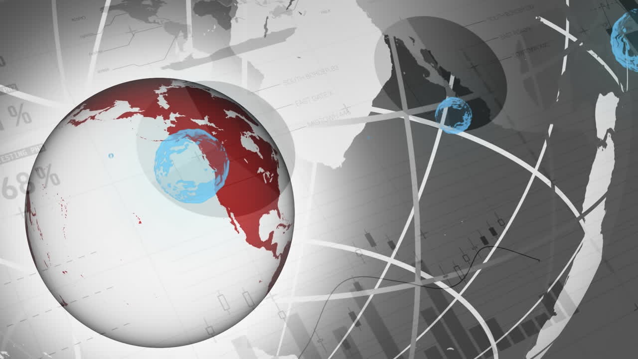 animación del globo sobre el procesamiento de datos sobre fondo blanco