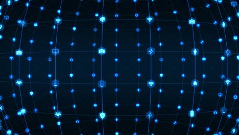 motion graphic of blue technology icon network connection abstract background concept