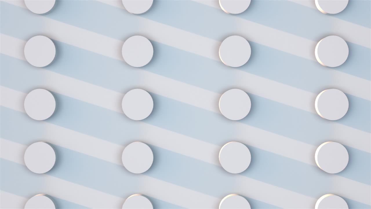 컴퓨터에 의해 생성 된 백그라운드, 긴 그림자를 가진 원의 줄, 3d 렌더링