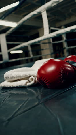 boxing ring with gloves and towel