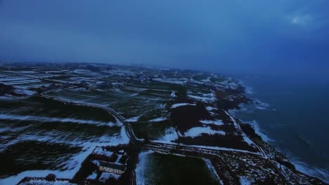 Aerial-view-of-landscape-and-sea-4k