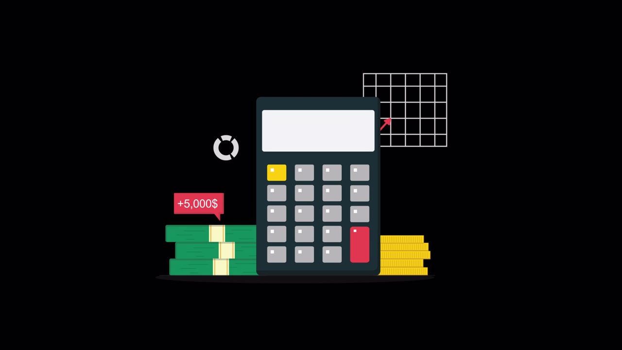 Animated Calculator Calculating Financial Growth and Profit